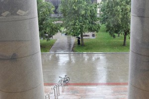 The rain during the opening of the 8th Artist’s Book Triennial in Vilnius